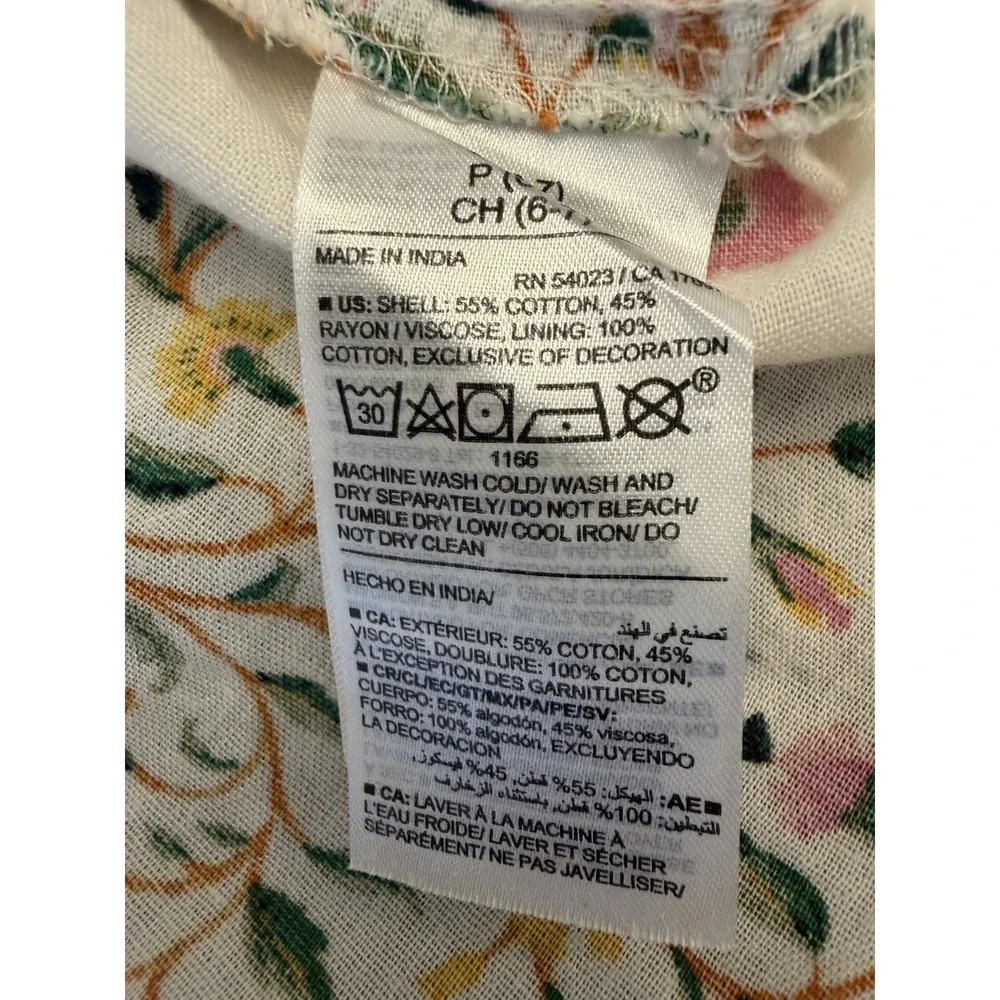 Old Navy Girls Dress Small (6-7) Ivory With Floral Print Tiered